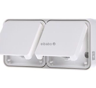 Двухпозиционная горизонтальная розетка Schuko, белый цвет - Электрическая розетка 47843512