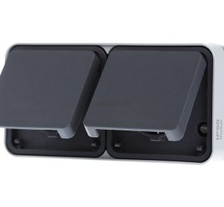 Розетка Schuko, двухпозиционная, серая, AP, с откидной крышкой - Электрическая розетка 47843515