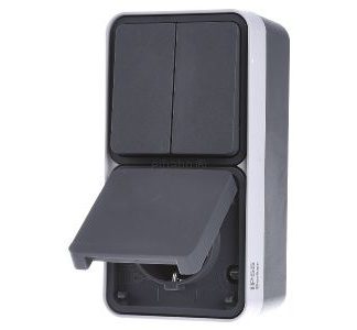 Комбинированный переключатель/розетка Schuko. Светло-серый 47903515