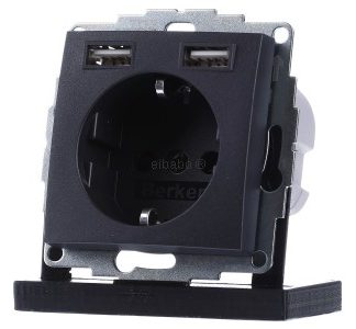 Разъем SCHUKO/USB B.3, цвет антрацит - Штекер 48031606