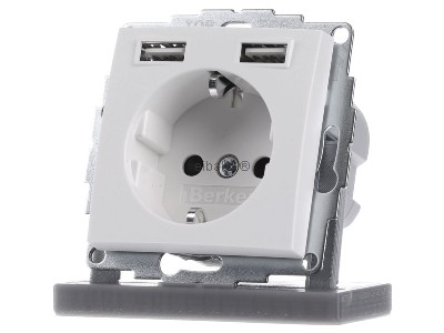 Розетка SCHUKO/USB S.1, белый металлик - Электрическая розетка 48031909
