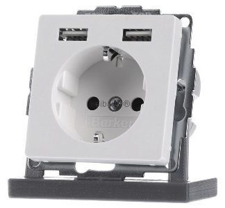 Разъем SCHUKO/USB Qx, штекер с бархатной отделкой - Вилка 48036089