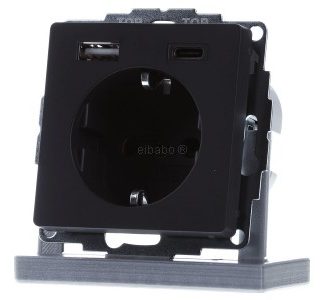 Разъем SCHUKO/USB, бархатистый, лакированный - защитный контакт разъема 48046086