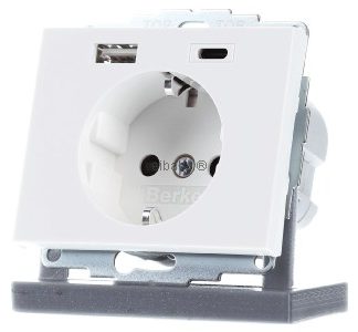 Разъем SCHUKO/USB, белый глянцевый - Защитный контакт разъема 48047009