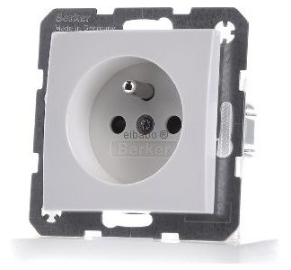 Белая/глянцевая розетка Polar с защитным контактом - штекерная розетка с заземляющим контактом 676...