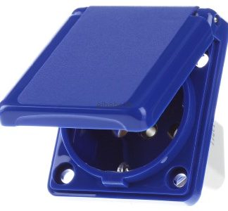 Встраиваемая розетка Schuko синего цвета с откидной крышкой - Электрическая розетка 7429635