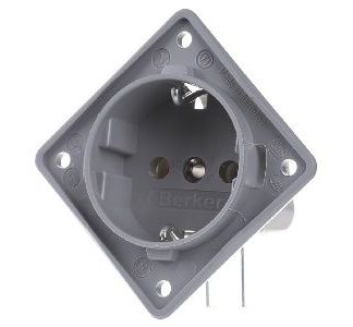 Розетка Schuko 45 градусов, серая, дамасская — Электрическая розетка 841852526