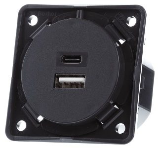 USB-разъем для зарядки 230 В, 2 шт., 3 А, A+C - двухканальный USB-источник питания, антрацитовый цвет 926202505