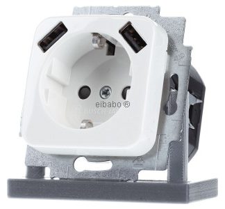 Разъем SCHUKO-2x USB - Защитный контакт разъема 20 EUCB2USB-214