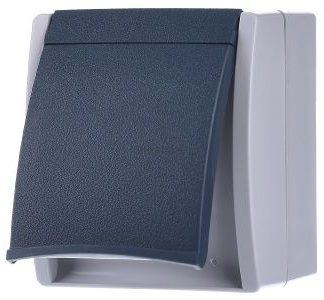 Розетка с откидной крышкой, степень защиты IP44, бирюзовый цвет морской серый - Электрическая розетка 20 EW-53