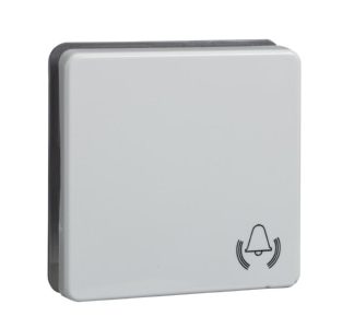 Левая кнопка-переключатель с символом колокольчика - белая накладка на кнопку/переключатель 233104