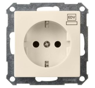 Вставка для розетки чисто белого цвета с надписью EDV - Защитный контакт для розетки 265104