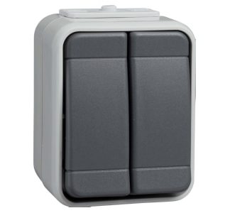 Двухкнопочный LG/DG 10A AquaTop LG/DG - Кнопка 2 замыкает контакты (NO), серый 442509