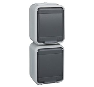 Двусторонняя вертикальная розетка, светло-серый/темно-серый - электрическая розетка ELG445419