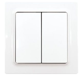 Переключатель-качелька чисто белого глянцевого цвета - Кнопка 2 с замыканием контакта (NO) белого цвета W2T55E-wg