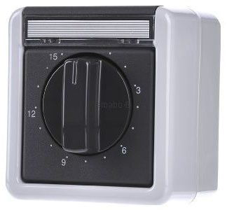 Таймер Gray на 15 мин, плоский, для поверхностного монтажа - Механический таймер-переключатель Gray 032030