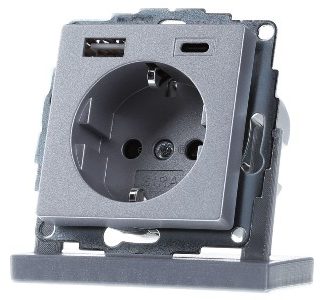 Алюминиевая розетка + USB - защитный контакт розетки 245926
