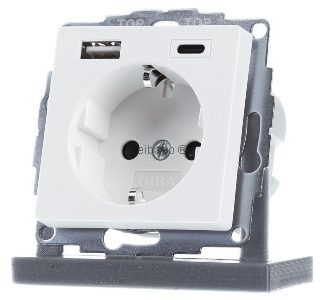 USB-источник питания 1xType A, 1xType C DC5V - защитный контакт для розетки 245927