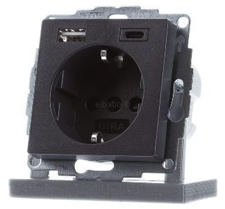 Блок питания SCHUKO USB 2-позиционный, антрацитовый, с защитным контактом, модель 245928.