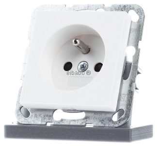 Заземляющий контакт вилки + SH чисто белого цвета - Розетка кремово-белого цвета 448527