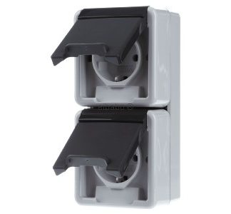 Двухпозиционная вертикальная розетка серого цвета AP - Защитный контакт розетки серого цвета 478030