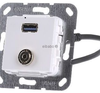 Встраиваемая кольцевая USB-розетка A, чисто белый цвет - Basic Element 568703