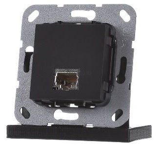 Модульный разъем RJ45 Cat6A черного цвета с переходником для подключения кабеля (базовый артикул 569510).