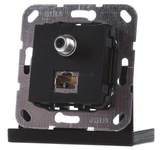 Модульный разъем RJ45 Cat6A, черный, SAT F и RJ45 - базовый элемент 569710