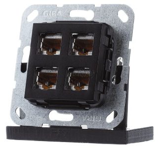 Модульный разъем RJ45 Cat6A черного цвета с 4 разъемами LSA Plus - Basic Element 569910