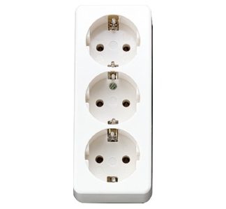 Тройная розетка SCHUKO без фиксатора кабеля, aws - Многожильный кремово-белый 10 S 23 LA WW
