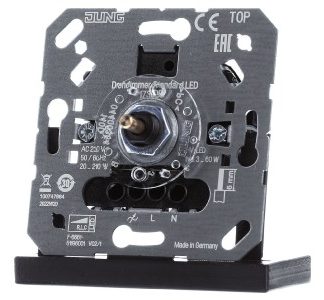 Поворотный диммер для светодиодов в стандартной комплектации - Встраиваемый диммер 3 ... 210 ВА 1730 ДД