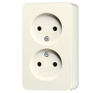 Двойная розетка без защитного контакта - Розетка кремового цвета 6010А
