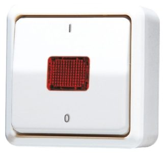 Двухконтактный тумблерный переключатель. - Двухполюсный накладной переключатель, белый, 602 KOA WW