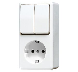 Розетка SCHUKO 16A 250V, aws - Комбинированный выключатель/розетка 675 A WW