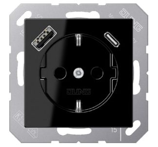 Розетка SCHUKO с USB-разъемом переменного тока - Вилка A1520-15CASW