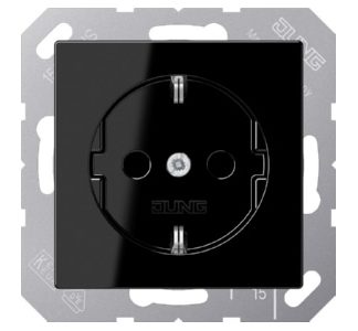 Розетка SCHUKO 16A 250V с защитой контактов - Защитный контакт розетки, черный A 1520 NKI SW