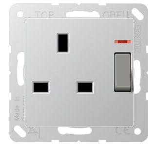 Алюминиевая розетка с выключателем, 13 А, 250 В, 2-полюсная, мкЭ - Электрическая розетка A 3171 KO AL