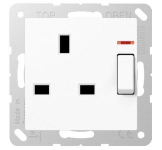 Розетка Alpine белого цвета с выключателем, 13 А, 250 В, 2-полюсная, U.E. - Электрическая розетка A 3171 KO WW