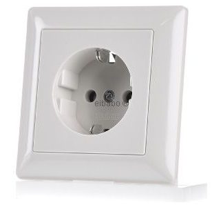 Розетка Schuko белого цвета - электрическая розетка AS1520