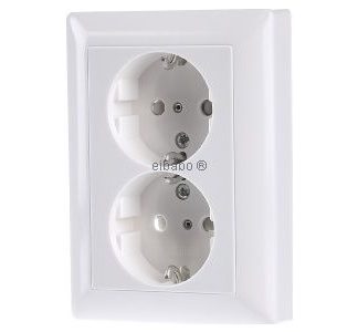 Розетка Schuko, альпийский белый, двойная - электрическая розетка AS 5020 KIU WW