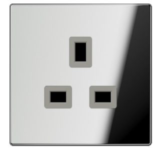 Розетка 13А 250В, светло-хромированная - вилка GCR 3521