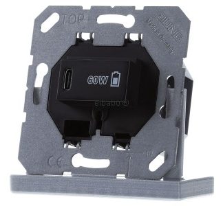 USB-зарядное устройство PD 1x Type C, черное - USB-блок питания черный USB PD60 C SW