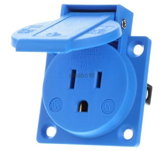 Удлинительная розетка NEMA 15A, 2p+E, 125 В, синяя - панельная розетка с разъемом 10087
