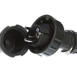 Вилка Schuko 16A, 2p+E, 230V, TM DWD - защитная вилка коричнево-зеленого цвета 10829