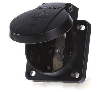 Удлинительная розетка Schuko 16A, 2p+E, 230V, черная - Панельная розетка с разъемом 11012