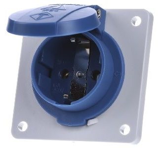 Удлинительная розетка Schuko 75x75 синего цвета - Розетка, установленная в оборудовании, артикул 11031F