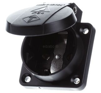 Удлинительная розетка Schuko 16A, 2p+E, 230V, черная - Розетка для монтажа оборудования 11032
