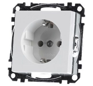 Розетка Schuko, полярно-белая/глянцевая, с наконечником вилки, MEG2301-0319
