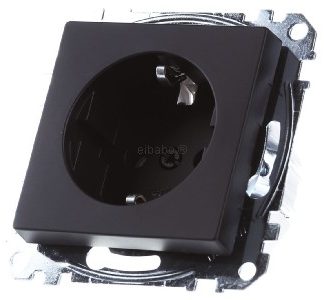 Розетка SCHUKO с клеммами, матово-черная. Система M - защитный контакт розетки, черный...