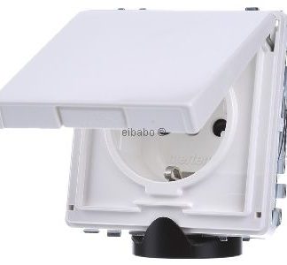Розетка Schuko с белой защитной крышкой на петлях - Розетка (MEG2310-7219)